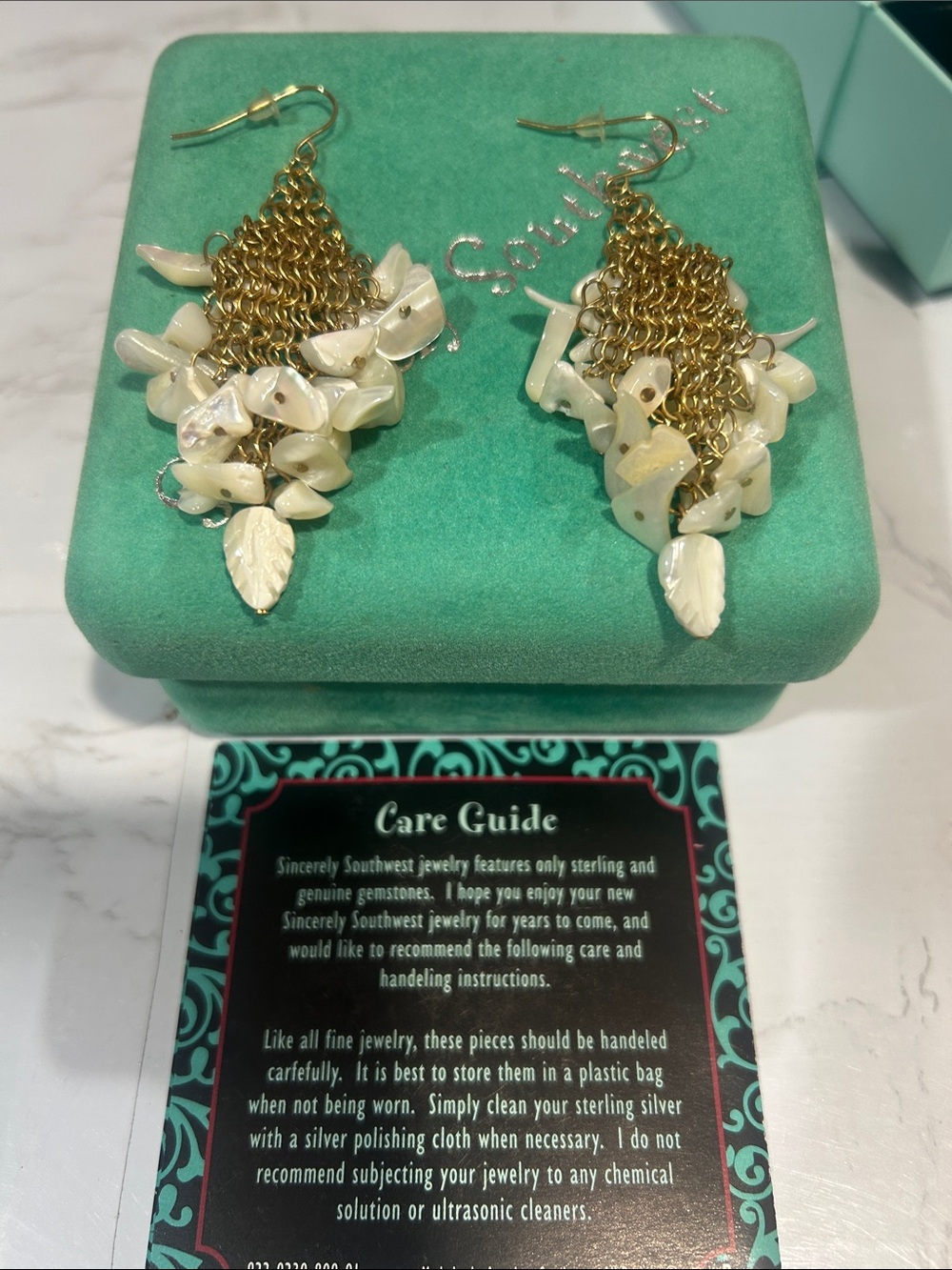 Sincerely Southwest Mother-of-Pearl & Goldtone Chain sterling silver Earrings